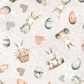 Earth tone Easter bunny polka dot easter egg hunt cute bunny easter watercolor easter 