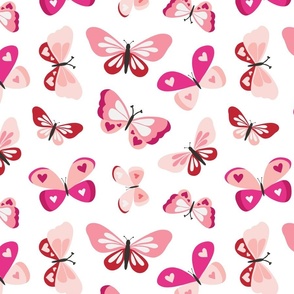 Pink and Red Valentine Heart Butterflies 12 inch