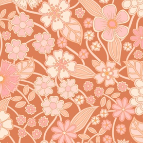 wildflower meadow in copper pink 24 jumbo wallpaper scale by Pippa Shaw