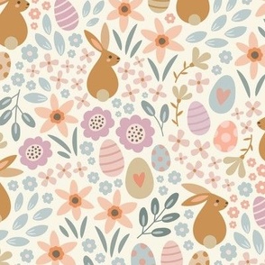 Easter Boho Bunny Baby Nursery soft colors, pink, lilac, cream - Medium