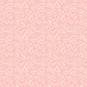 Abstract pattern with hand drawn organic shapes on a pink background