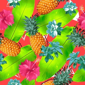 Summer colorful seamless pattern with pineapple