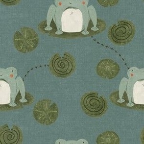 Frogs on Lily Pads (Blue)