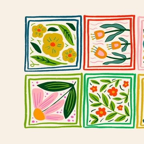 Botanical Bliss in Colorful Squares
