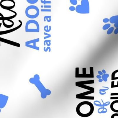 Rescue Puppy Dog Blue Paw Prints Hearts 