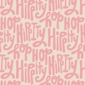 Hippity Hop bubble letters, easter bunny rabbit, spring time pink, MED 6"x6" repeat