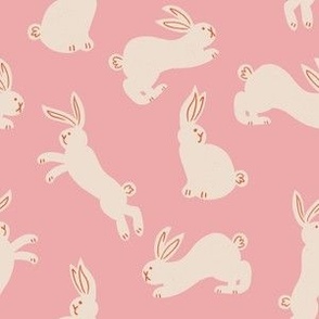 Easter Bunnies, rabbit, spring time pastel bubblegum pink and creamy white with small pink details