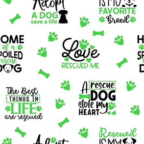Rescue Puppy Dog Green Paw Prints Hearts 