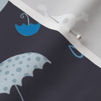 Large - Raining Cats and Dogs on Dark Navy