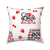 Rescue Puppy Dog Red Paw Prints Hearts 