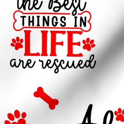 Rescue Puppy Dog Red Paw Prints Hearts 