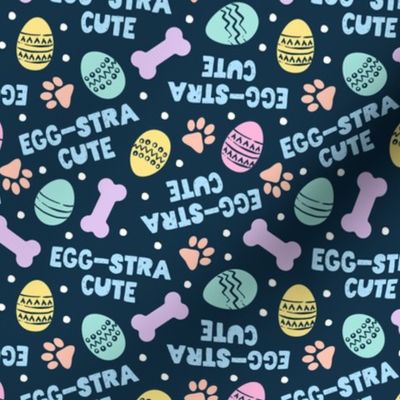 Egg-Stra Cute - Dog Easter Eggs & Bones - navy - LAD24