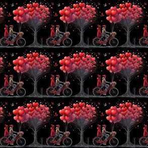 valentines lovers bicycle simple row black flwrht