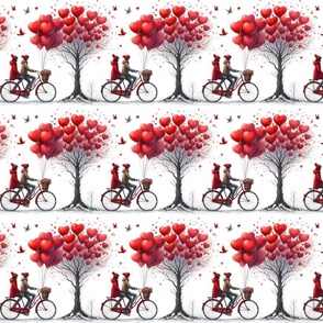 valentines lovers bicycle simple row white flwrht