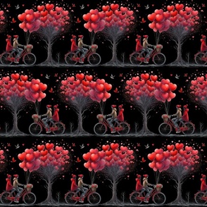 valentines lovers bicycle double row black flwrht