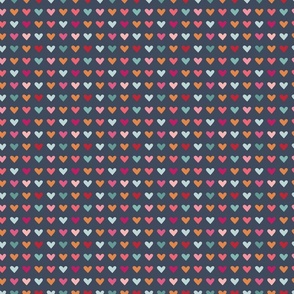 Multicolored Hearts on Navy 3 inch