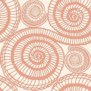 Terracotta-hued abstract seashell motif texture