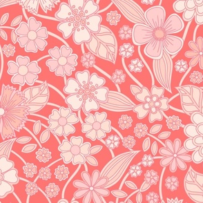 wildflower meadow in red pink 24 jumbo wallpaper scale by Pippa Shaw