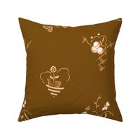 Butterfly Berry and Boat Art Deco in Peach on Yellow Brown