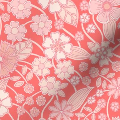 wildflower meadow in red pink 12 large wallpaper scale by Pippa Shaw