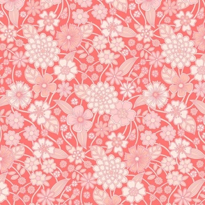 wildflower meadow in red pink 12 large wallpaper scale by Pippa Shaw