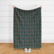 carrots dark teal block print for spring - large scale