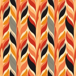 Autumn Flame Abstract Leaf Pattern 