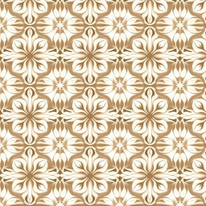 Classic Coffee & Cream Floral Tile Pattern 