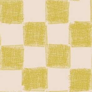 Retro Textured Check in Golden Yellow and creamy off-white