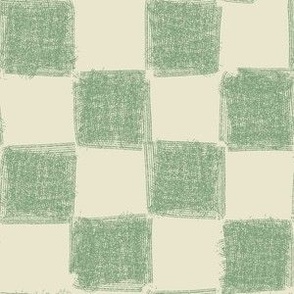 Retro Textured Check in Soft Pastel Sage Green and creamy off-white