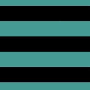 1 Inch Horizontal Stripes in Black and Teal Blue