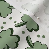 Retro Irish Shamrock - Happy St. Patrick's Day clovers and confetti vintage green sage white 