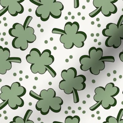 Retro Irish Shamrock - Happy St. Patrick's Day clovers and confetti vintage green sage white 
