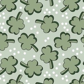 Retro Irish Shamrock - Happy St. Patrick's Day clovers and confetti vintage green sage 