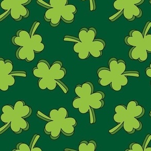 Retro Irish Shamrock - Happy St. Patrick's Day clovers nineties matcha green orange on pink 