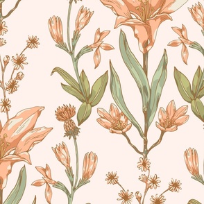 Peach Fuzz Prairie Lily Solid Background // Large Scale