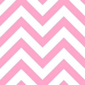 Carnation Pink Chevron with White