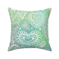 Handdrawn Lace Hearts Green JMonroe