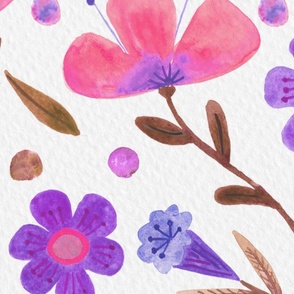 Sweet Floral Watercolor Pattern in pink and purple