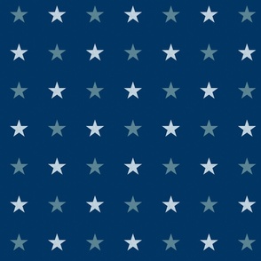 medium - White and gray stars on textured dark denim royal blue - geometric toss