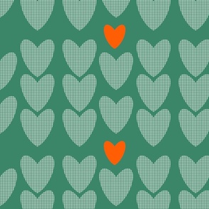 Green checkered hearts