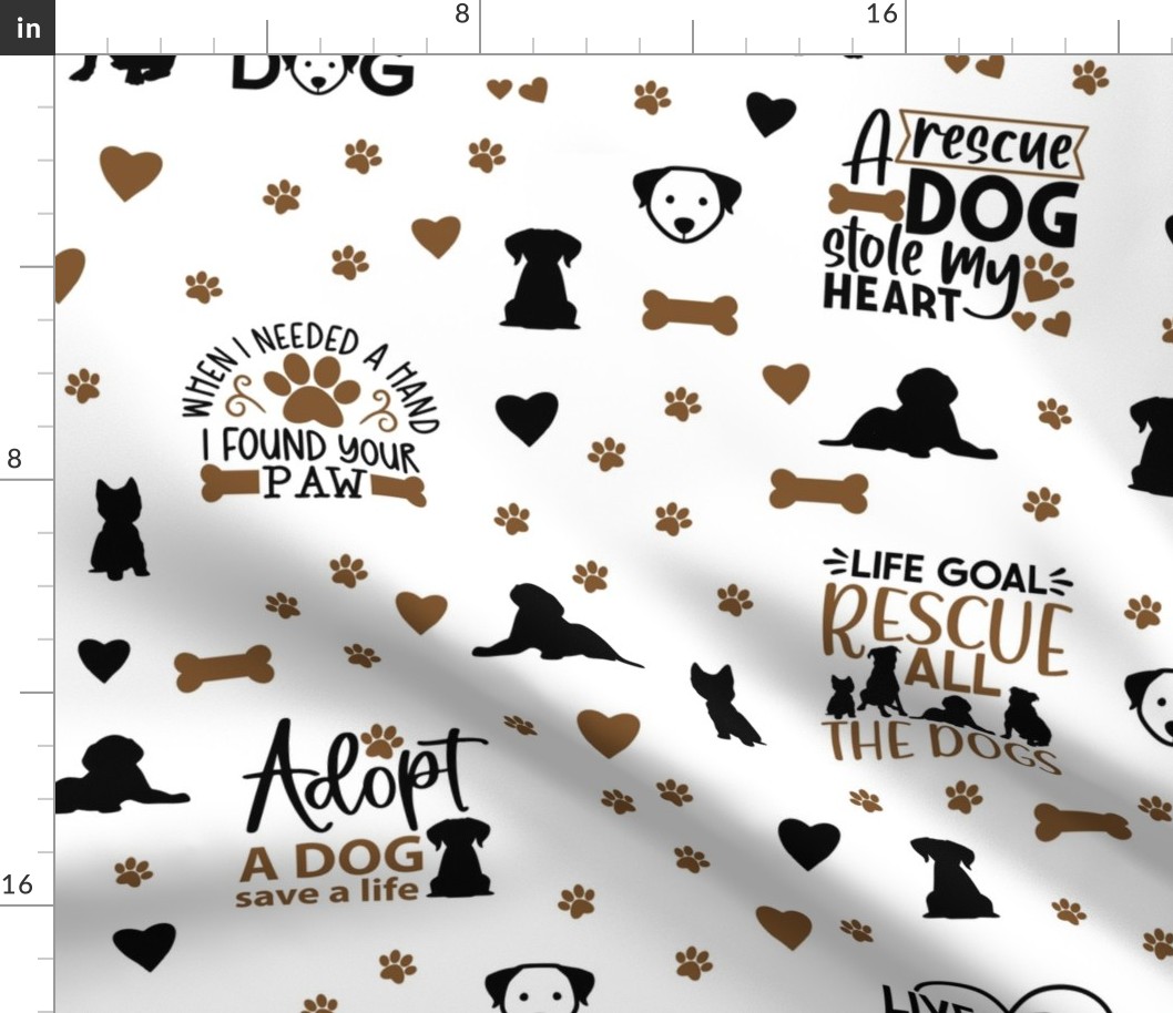 Rescue Puppy Dog Paw Prints Hearts Bones