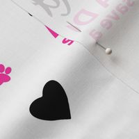 Rescue Puppy Dog Pink Paw Prints Hearts Bones