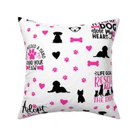 Rescue Puppy Dog Pink Paw Prints Hearts Bones