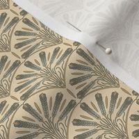breaking bread 3: Art Deco Wheat Motif in Sage and Mustard, small scale