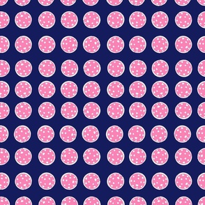 Pickleball Polka Dots Pink and Navy 