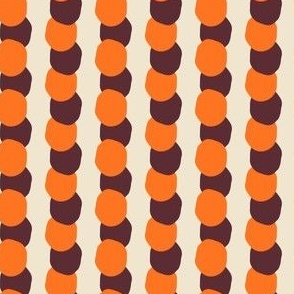 Small 3D modern abstract dot stripes in orange, maroon and beige. 