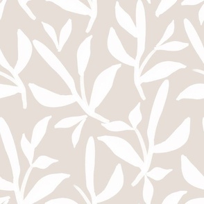 modern leaves pattern - beige white