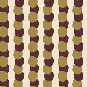 Small 3D modern abstract dot stripes in green, maroon and beige. 