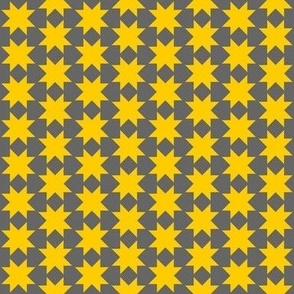 Sawtooth stars - shocking yellow on grey